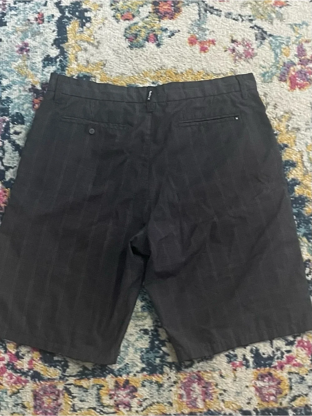 Hurley Black Pinstripe Flat Front Shorts